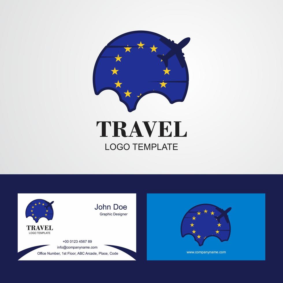 logotipo de la bandera de la unión europea de viajes y diseño de tarjeta de visita vector