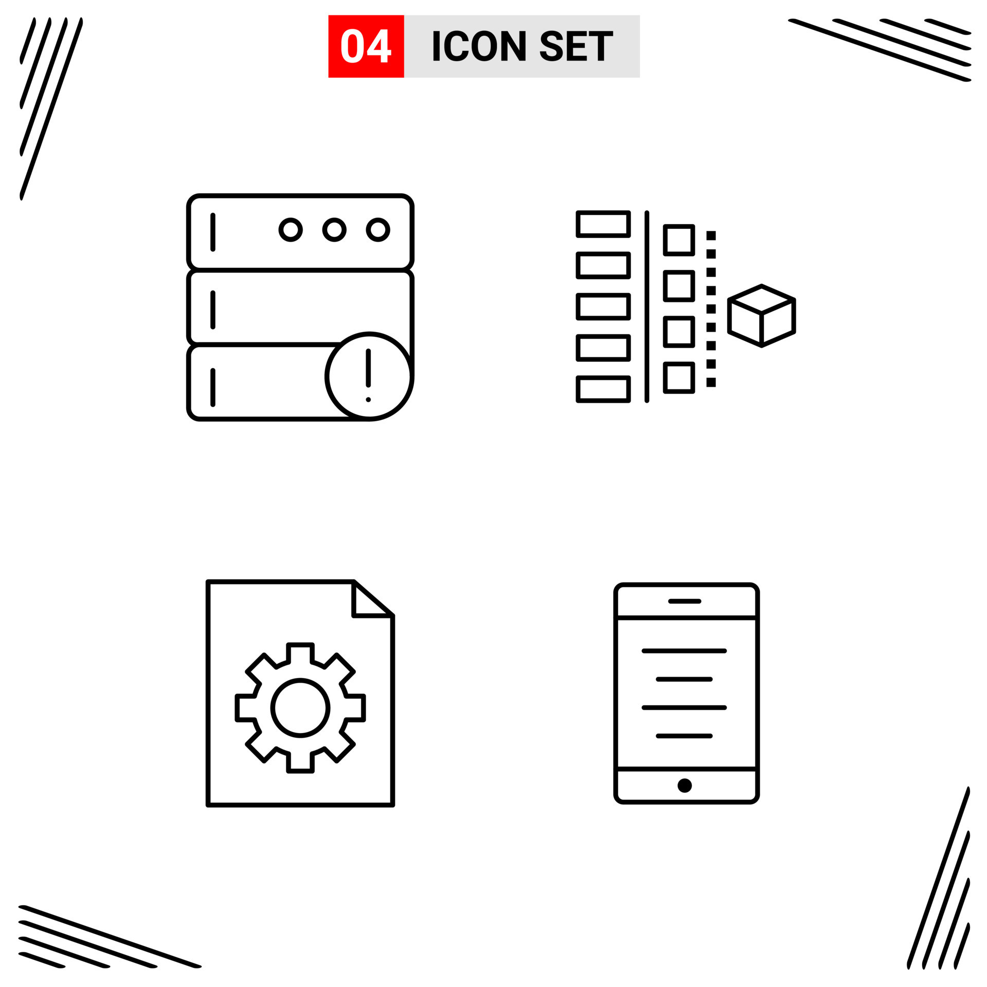 4 Icons Line Style Grid Based Creative Outline Symbols for Website ...