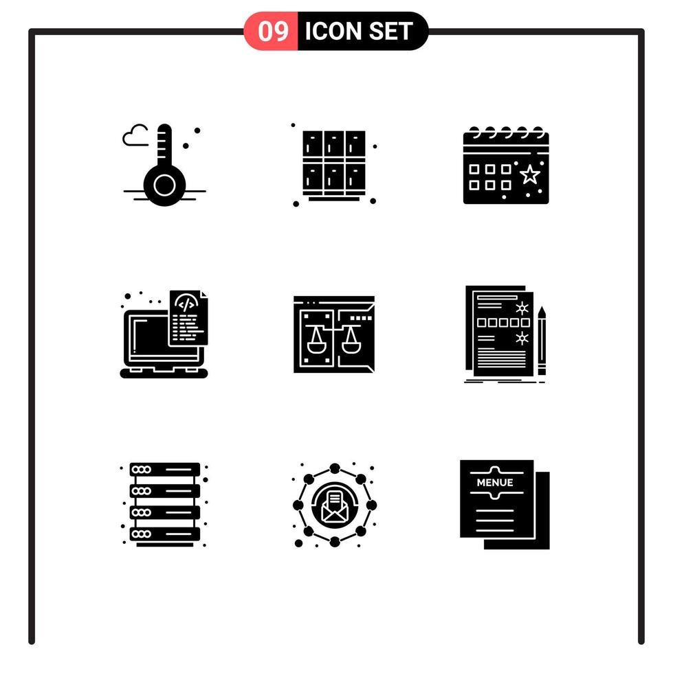 Stock Vector Icon Pack of 9 Line Signs and Symbols for laptop document school device night Editable Vector Design Elements