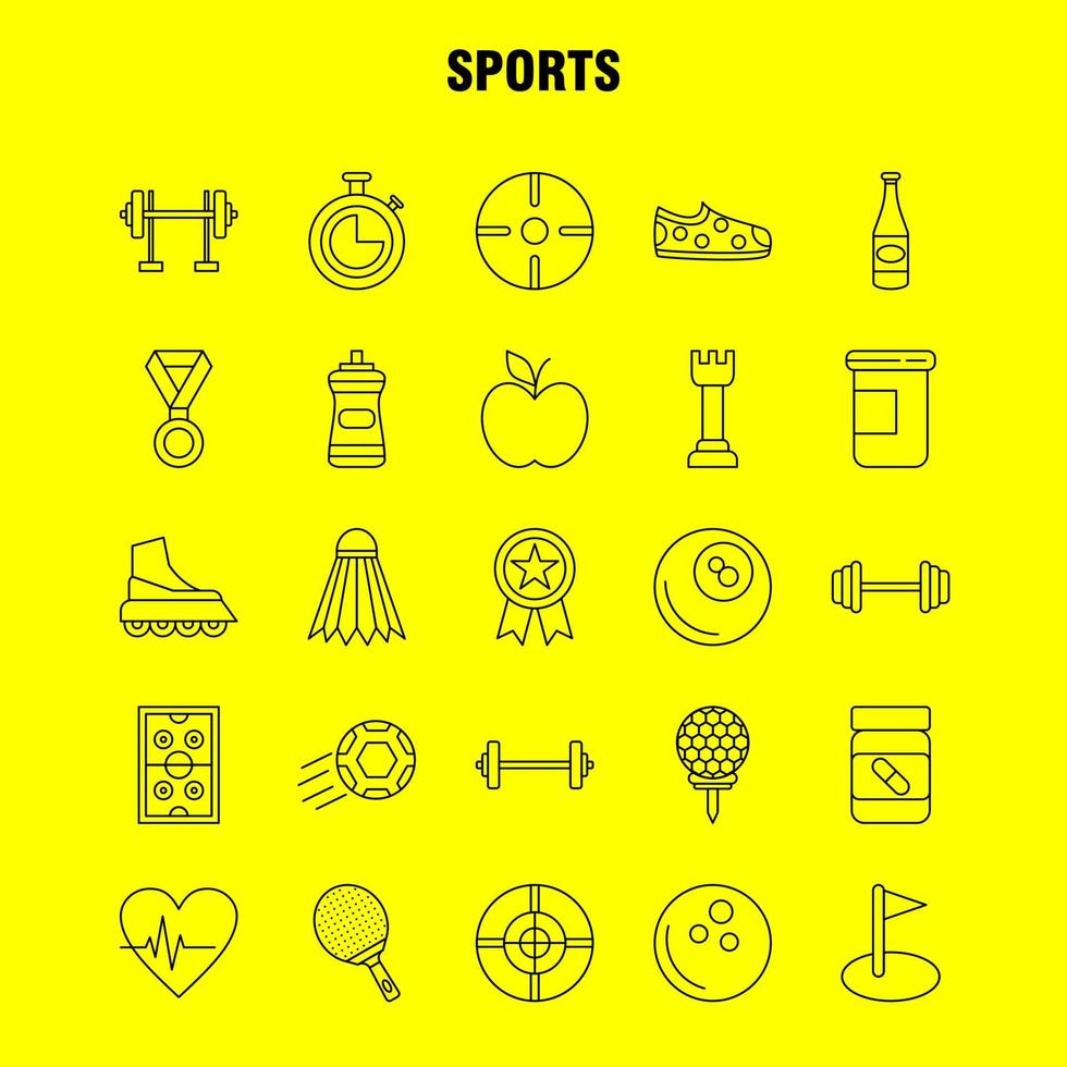 icono de línea deportiva para impresión web y kit de uxui móvil, como abordaje, patineta, patinaje, tiro deportivo, tablero de tiro, paquete de pictogramas deportivos, vector