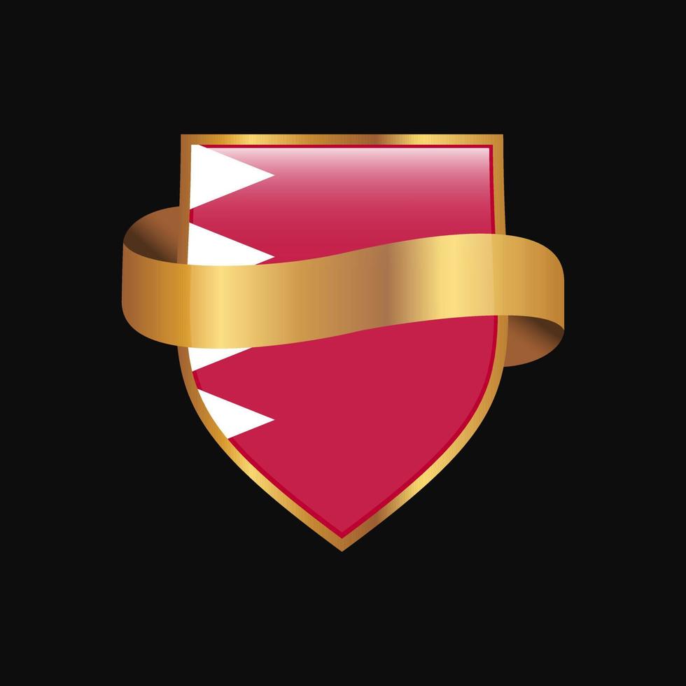 Bahrain flag Golden badge design vector