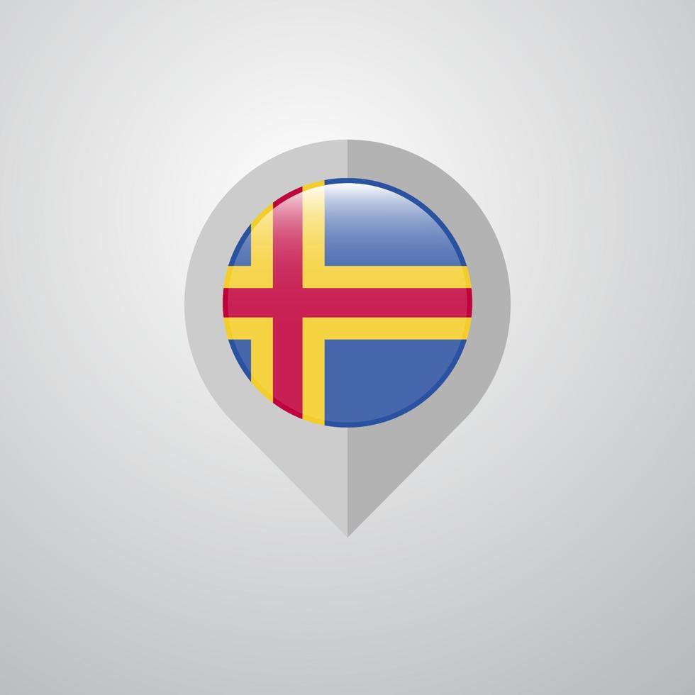 puntero de navegación de mapa con vector de diseño de bandera de aland