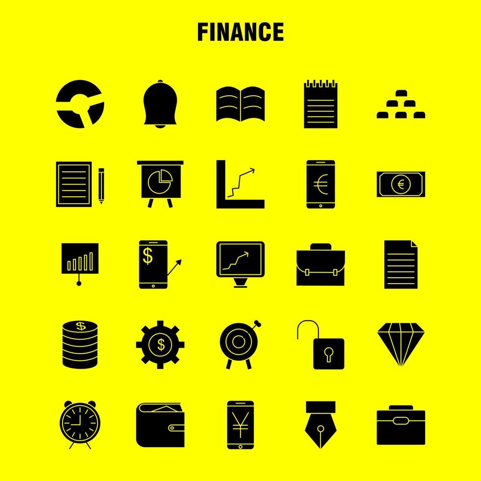 Finance Solid Glyph Icons Set For Infographics Mobile UXUI Kit And Print Design Include Dollar Money Note Rupees Divide Math Plus Minus Collection Modern Infographic Logo and Pictogram vector