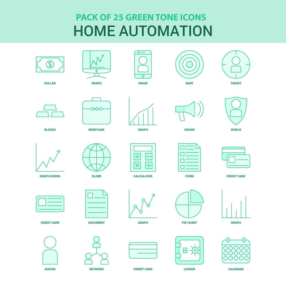 25 conjunto de iconos de automatización del hogar verde vector
