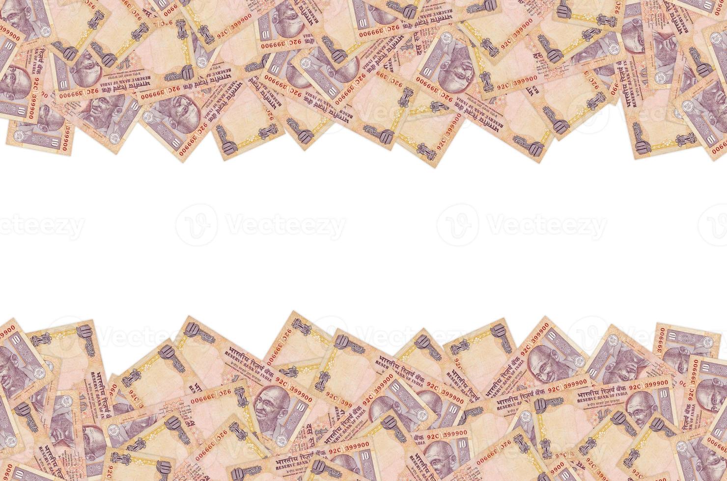 Mahatma Gandhi face on Indian bank note ten rupees. 10 Rupee National currency of India photo