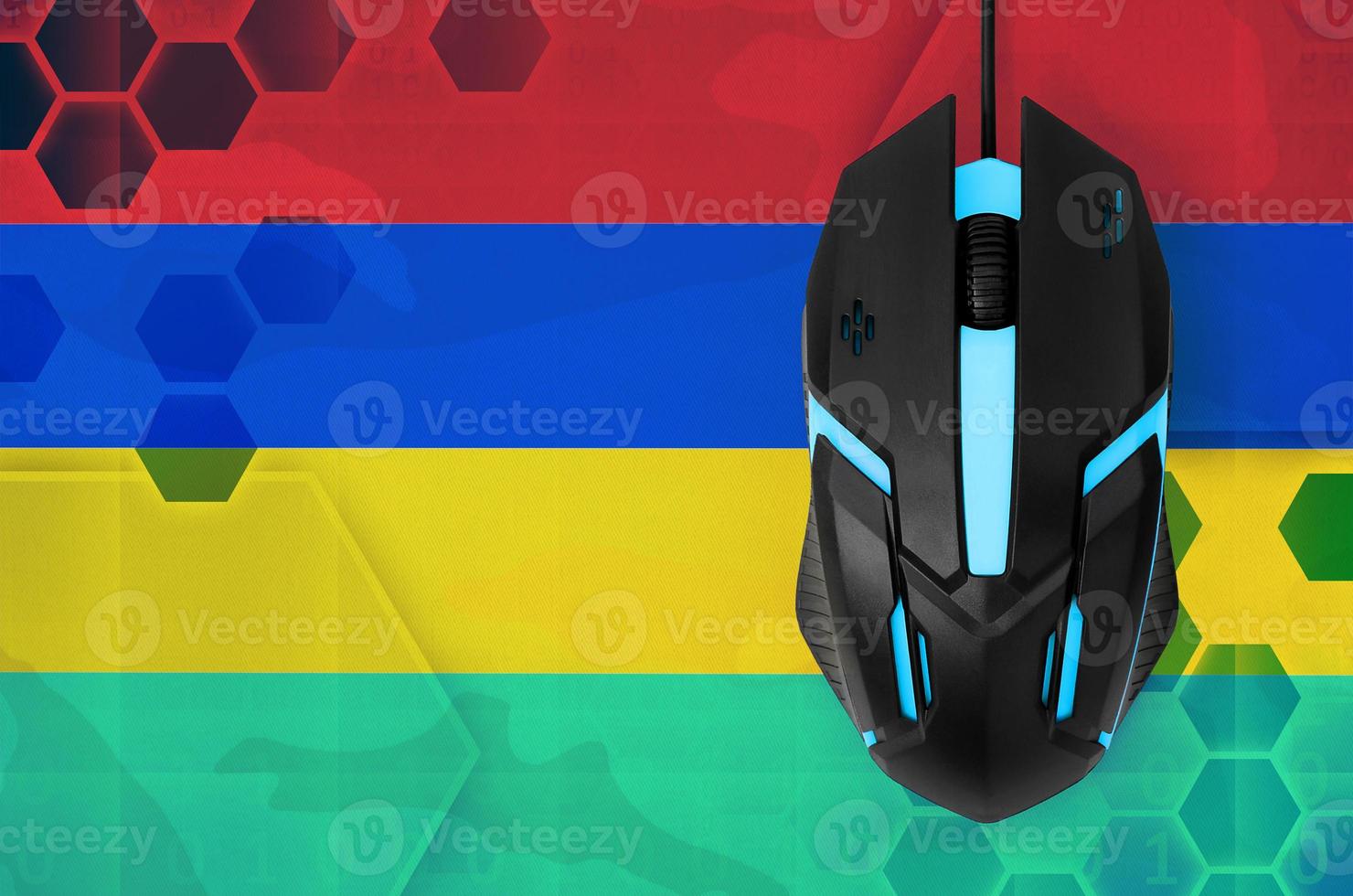 Mauritius flag  and computer mouse. Concept of country representing e-sports team photo