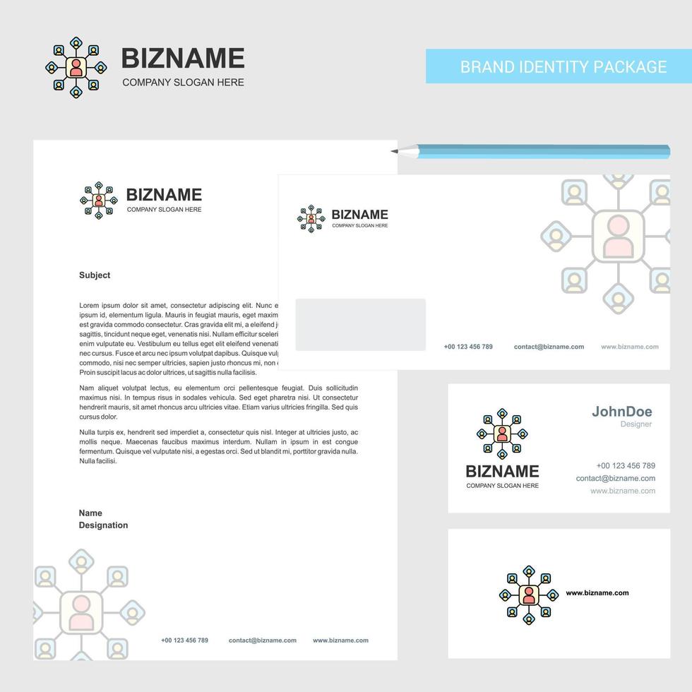Network Business Letterhead Envelope and visiting Card Design vector template