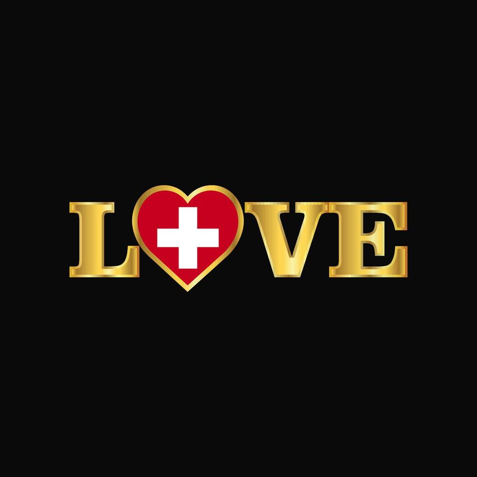 vector de diseño de bandera de suiza de tipografía de amor dorado