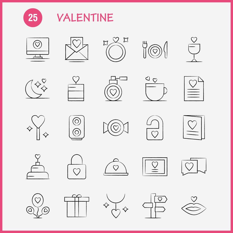 paquete de iconos dibujados a mano de san valentín para diseñadores y desarrolladores iconos de archivo amor romance imagen de san valentín amor romance vector de san valentín