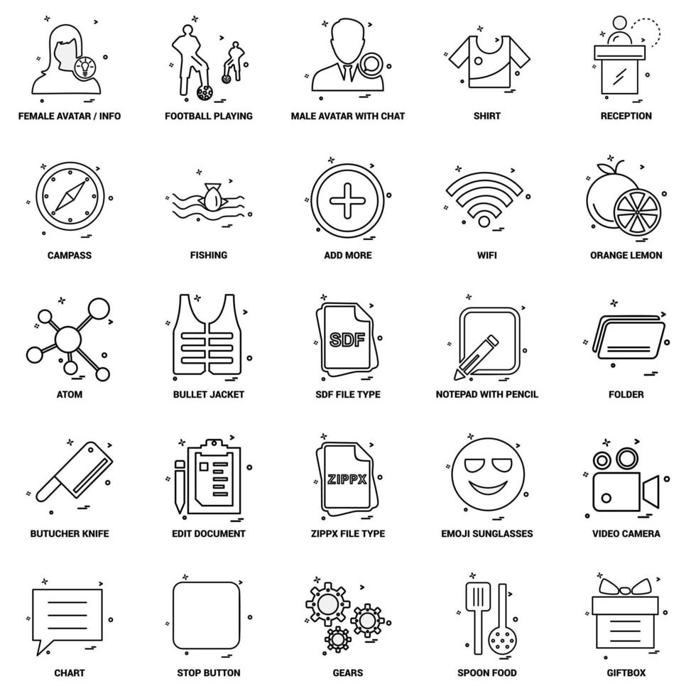 25 Business Concept Mix Line Icon set vector