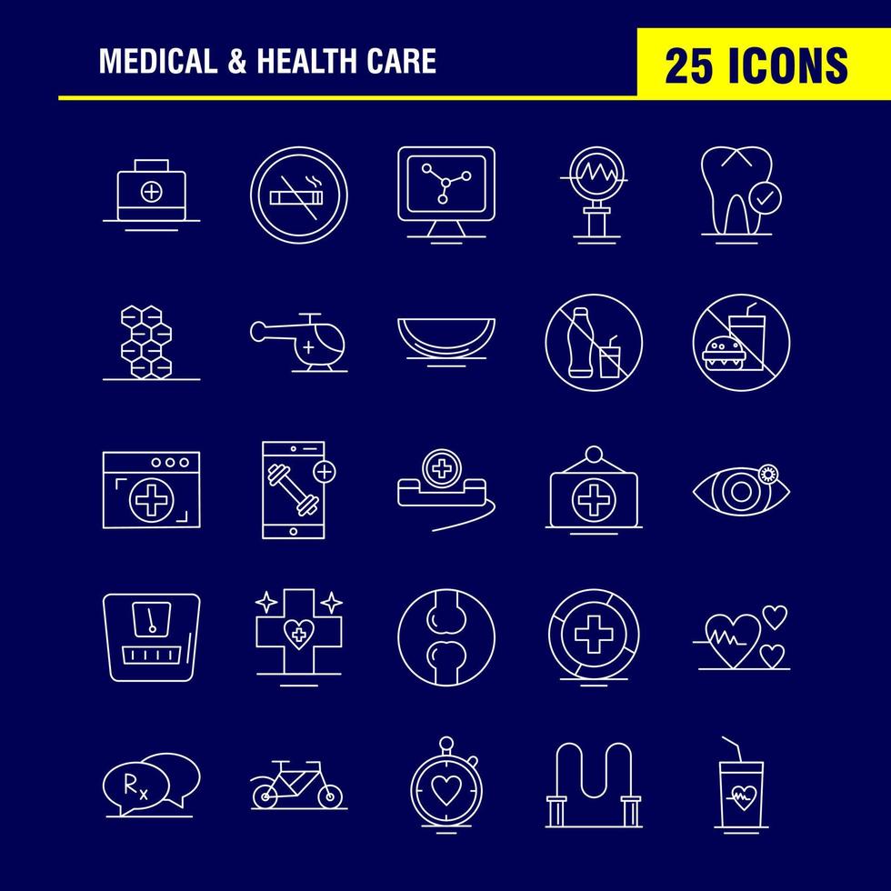 Medical And Health Care Line Icon for Web Print and Mobile UXUI Kit Such as Medical Health Bag Kid Healthcare No Smoking Medical Pictogram Pack Vector