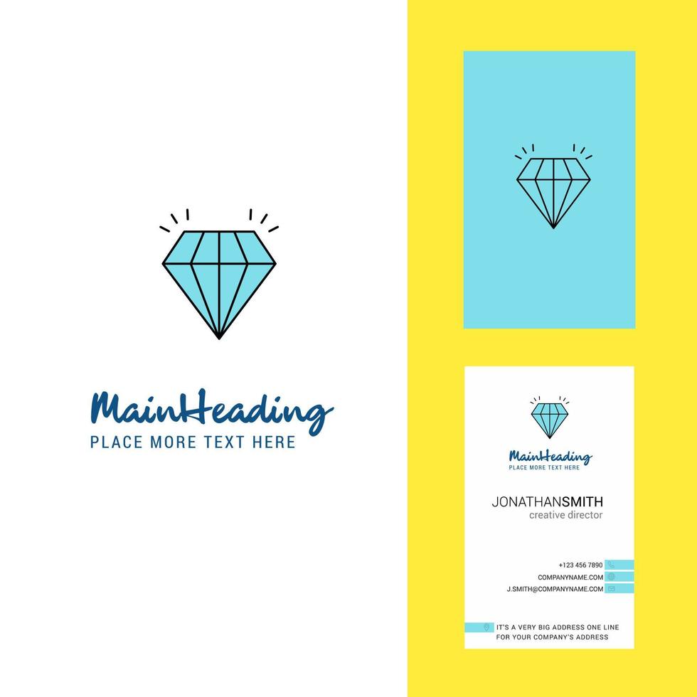 logotipo creativo de diamante y vector de diseño vertical de tarjeta de visita