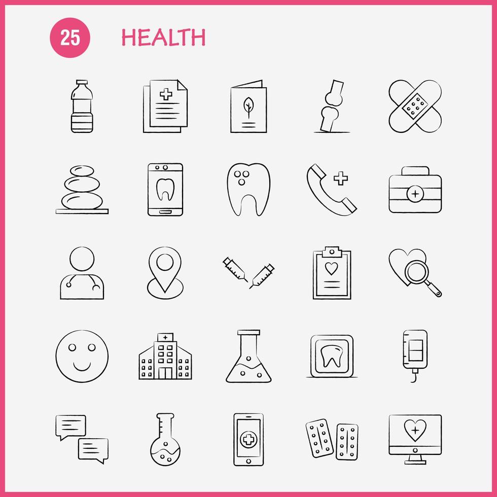 Health Hand Drawn Icon for Web Print and Mobile UXUI Kit Such as Monitor Screen Healthcare Hospital Medical Telephone Phone Emergency Eps 10 Vector