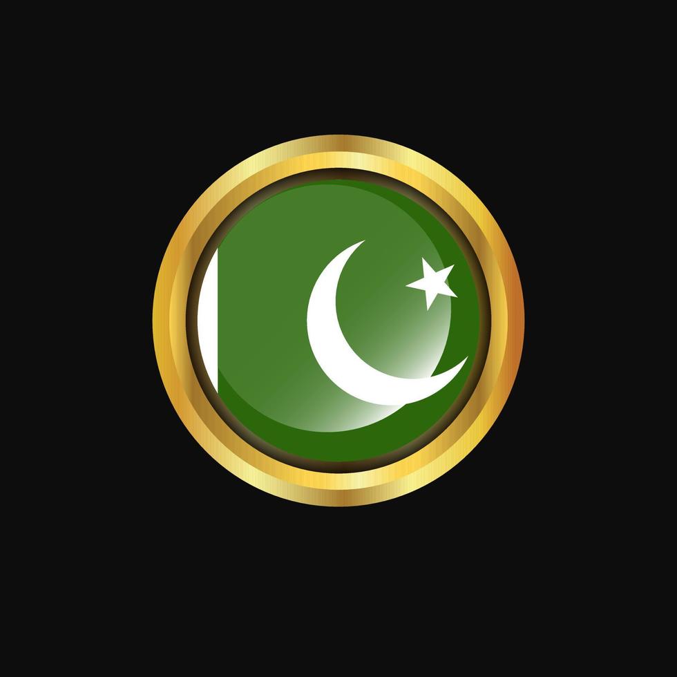 Pakistan flag Golden button vector