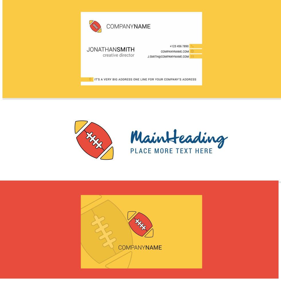 Beautiful Rugby ball Logo and business card vertical Design Vector