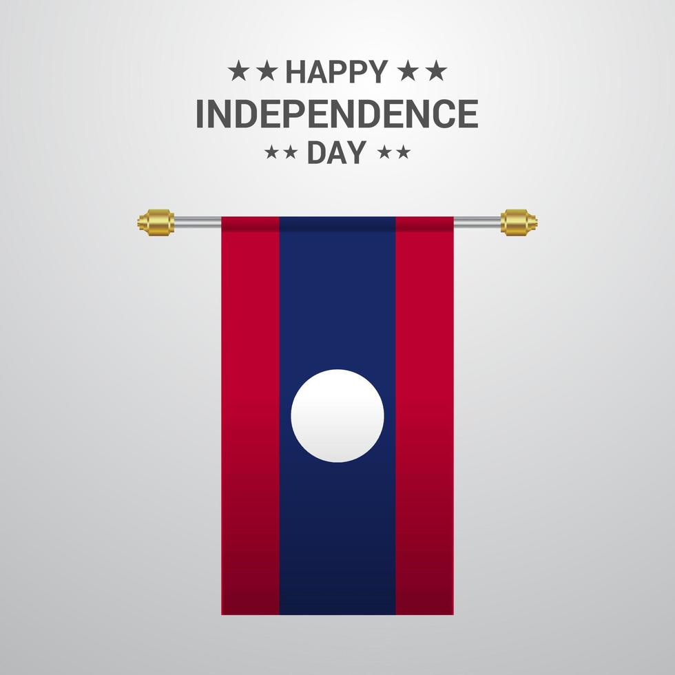 Laos Independence day hanging flag background vector