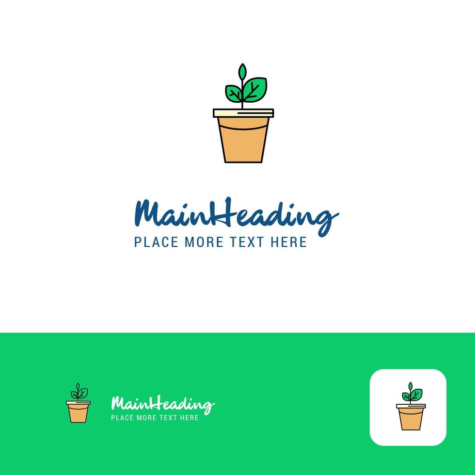 Creative Plant pot Logo Design Flat color Logo place for Tagline Vector Illustration