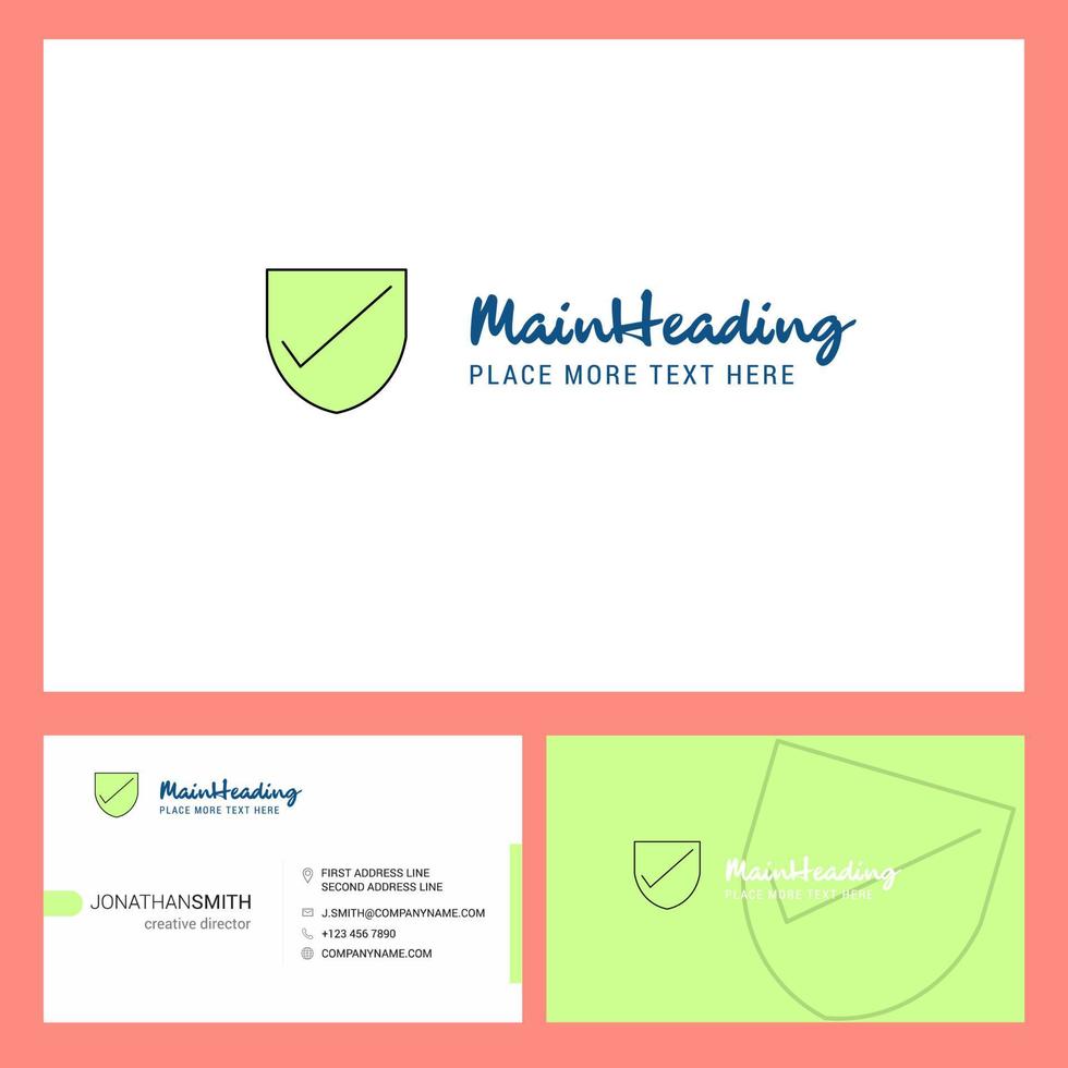 Sheild Logo design with Tagline Front and Back Busienss Card Template Vector Creative Design