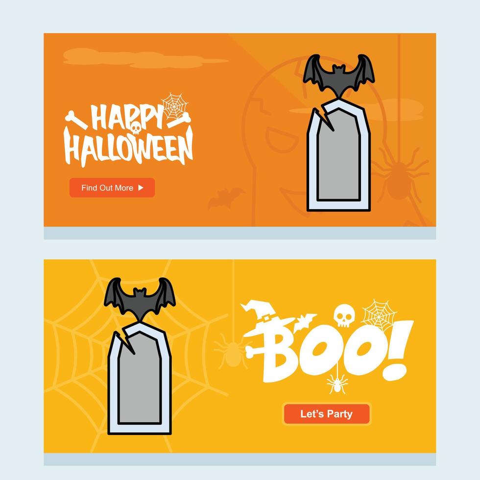 diseño de invitación de halloween feliz con vector de tumba