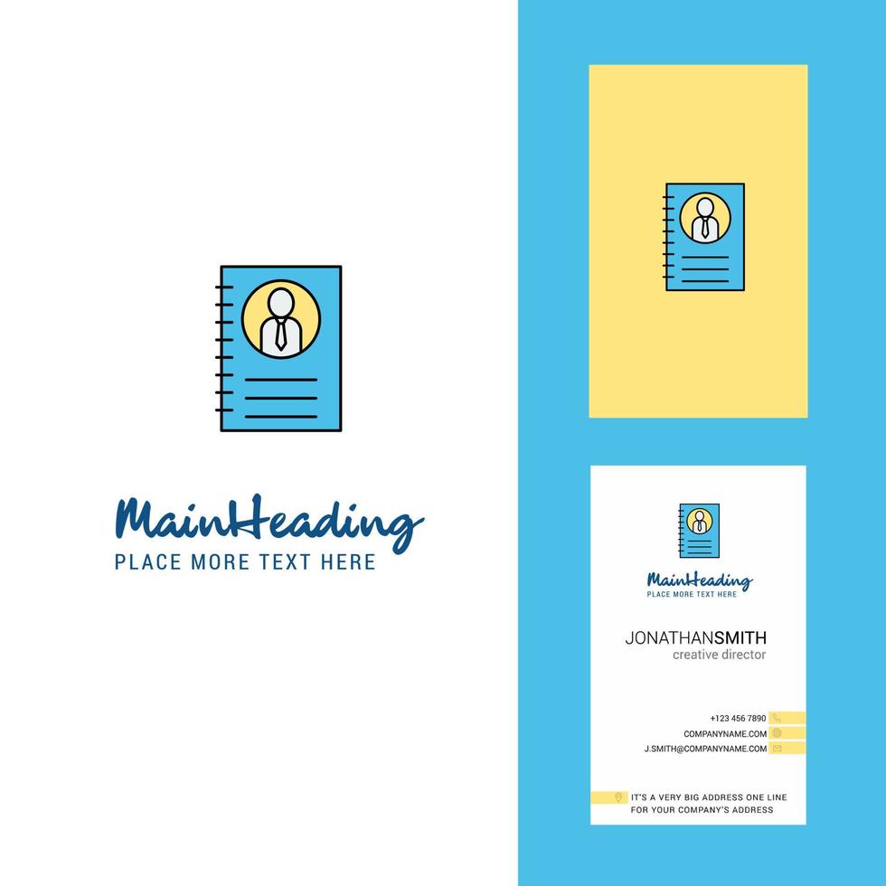 Personal diary Creative Logo and business card vertical Design Vector