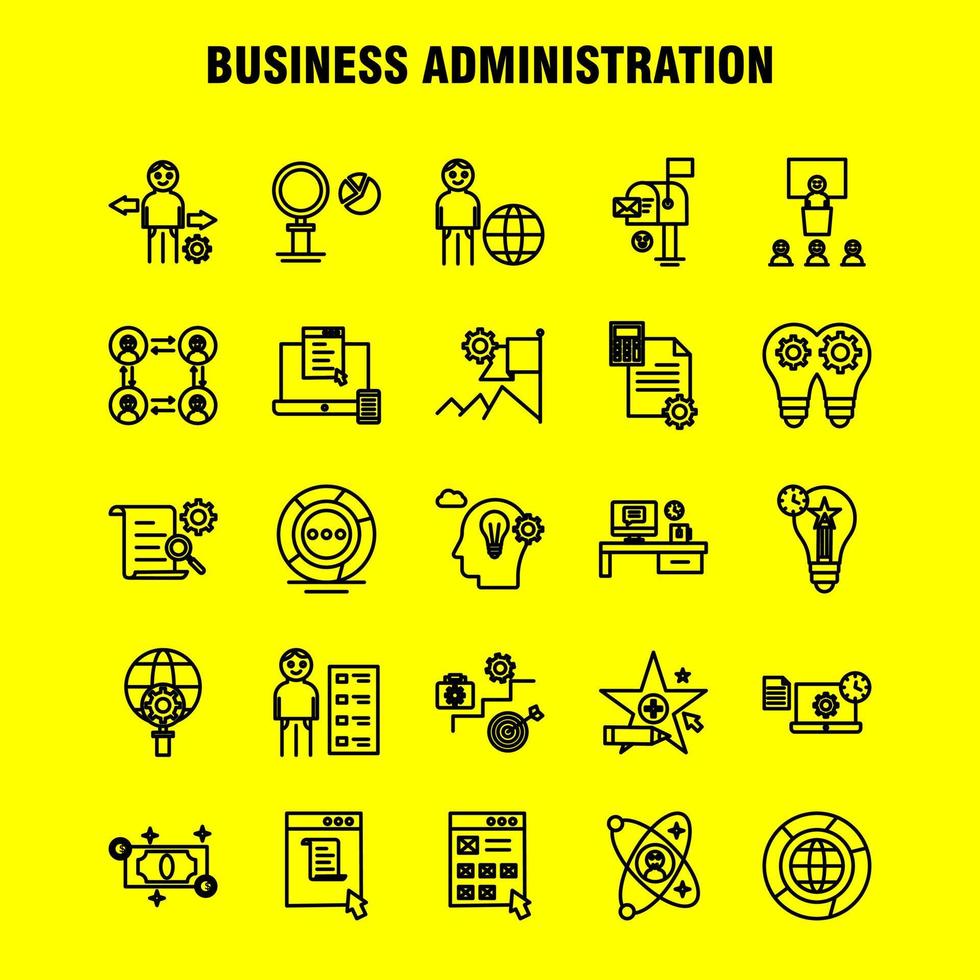 Business Administration Line Icons Set For Infographics Mobile UXUI Kit And Print Design Include Classroom Class Education School Bulb Idea Clock Award Eps 10 Vector