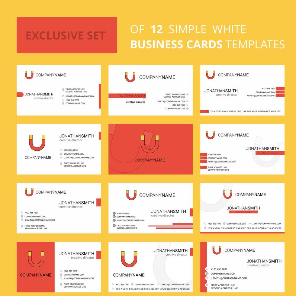 Set of 12 Magnet Creative Busienss Card Template Editable Creative logo and Visiting card background vector