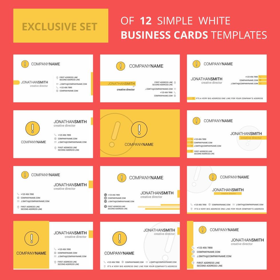 Set of 12 Error Creative Busienss Card Template Editable Creative logo and Visiting card background vector
