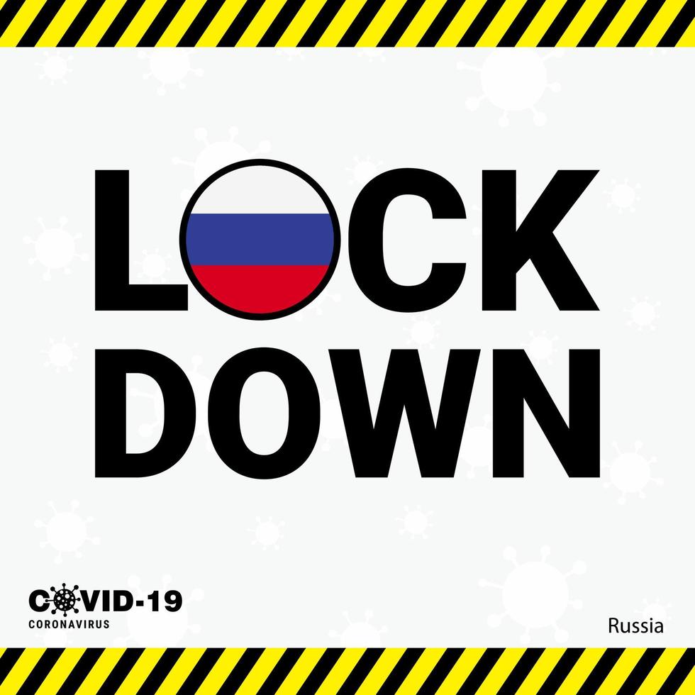 Coronavirus Russia Lock DOwn Typography with country flag Coronavirus pandemic Lock Down Design vector