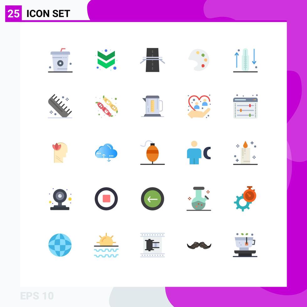Flat Color Pack of 25 Universal Symbols of drop tools bridge palette highway Editable Vector Design Elements