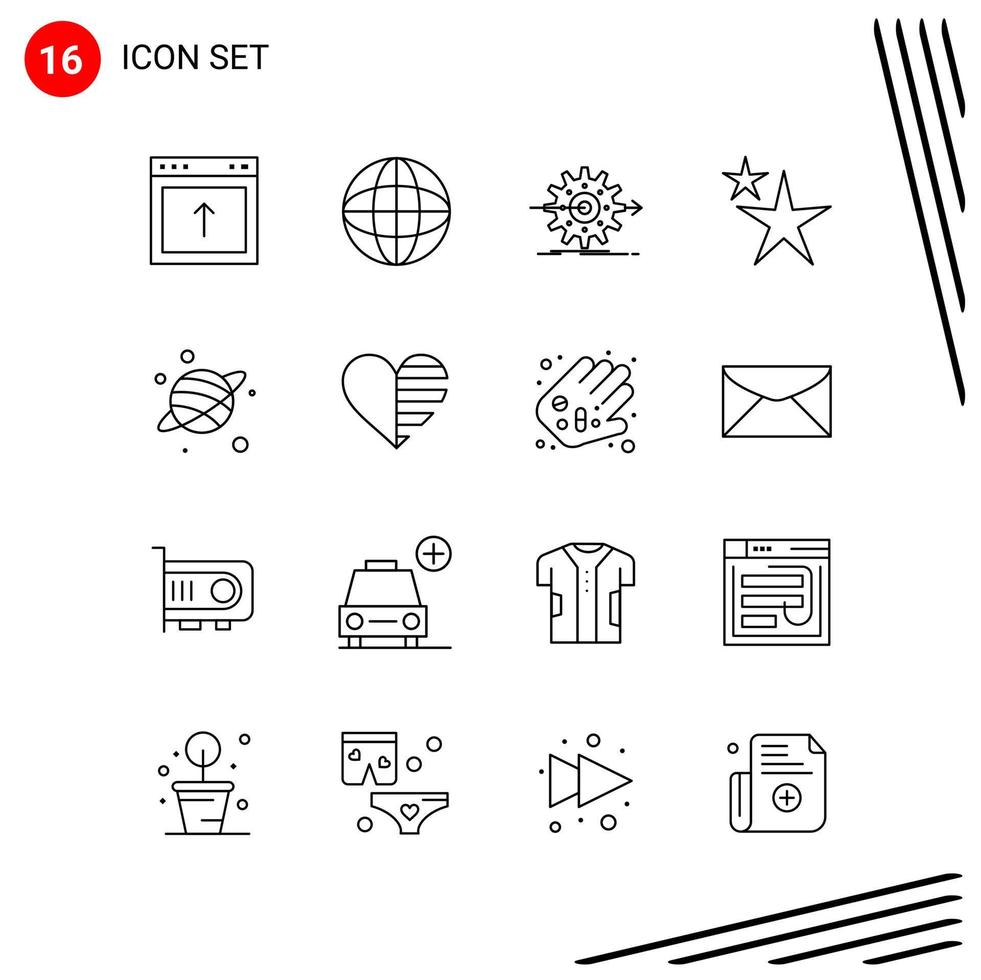 Collection of 16 Vector Icons in Line style Pixle Perfect Outline Symbols for Web and Mobile Line Icon Signs on White Background 16 Icons Creative Black Icon vector background