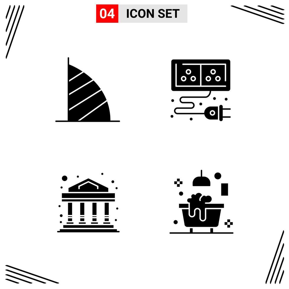 4 Icons Solid Style Grid Based Creative Glyph Symbols for Website Design Simple Solid Icon Signs Isolated on White Background 4 Icon Set Creative Black Icon vector background