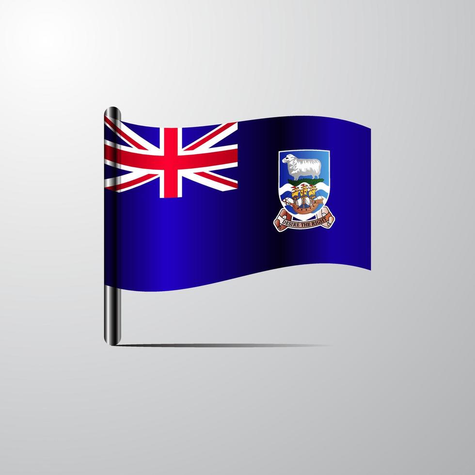 islas malvinas ondeando vector de diseño de bandera brillante