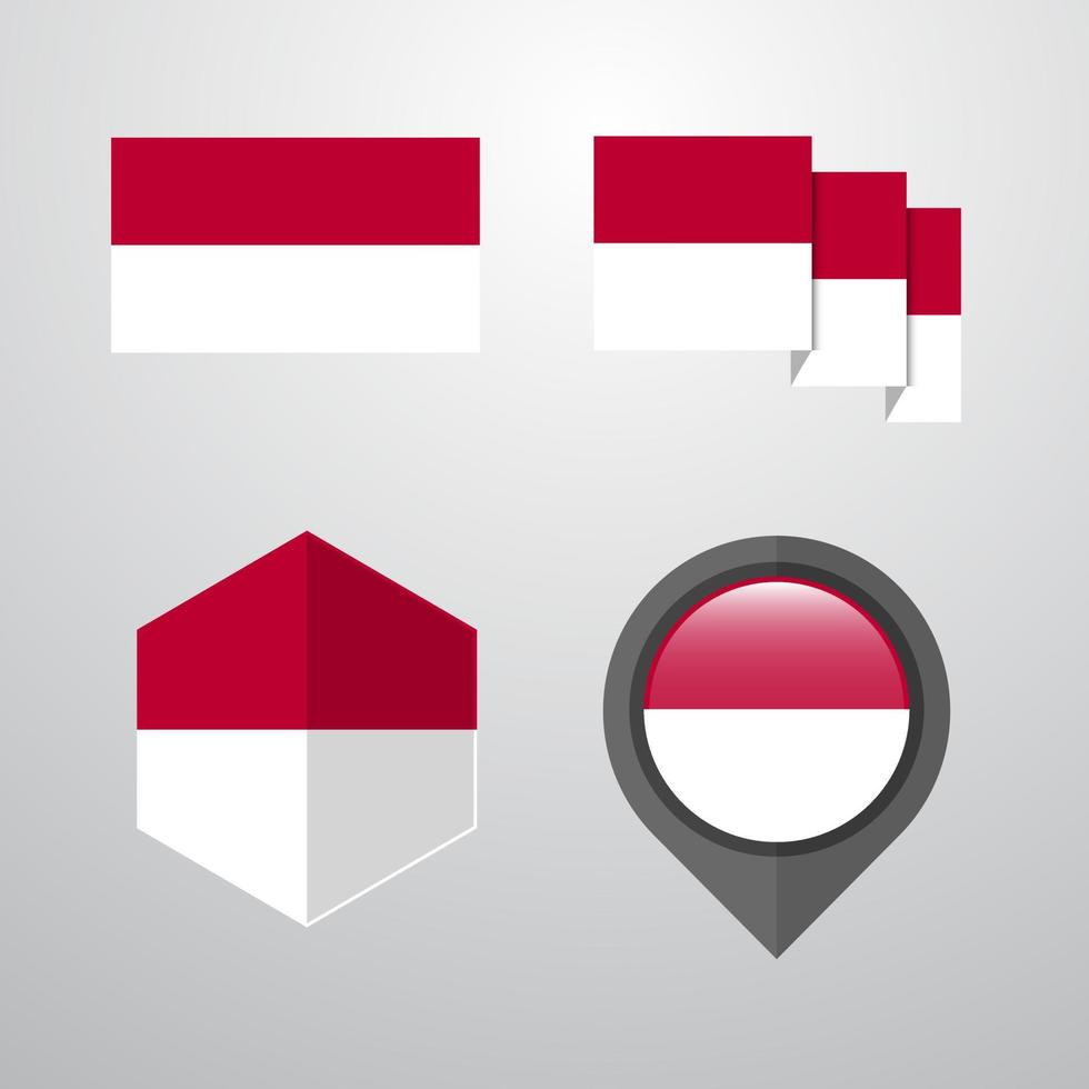 Indonesia flag design set vector