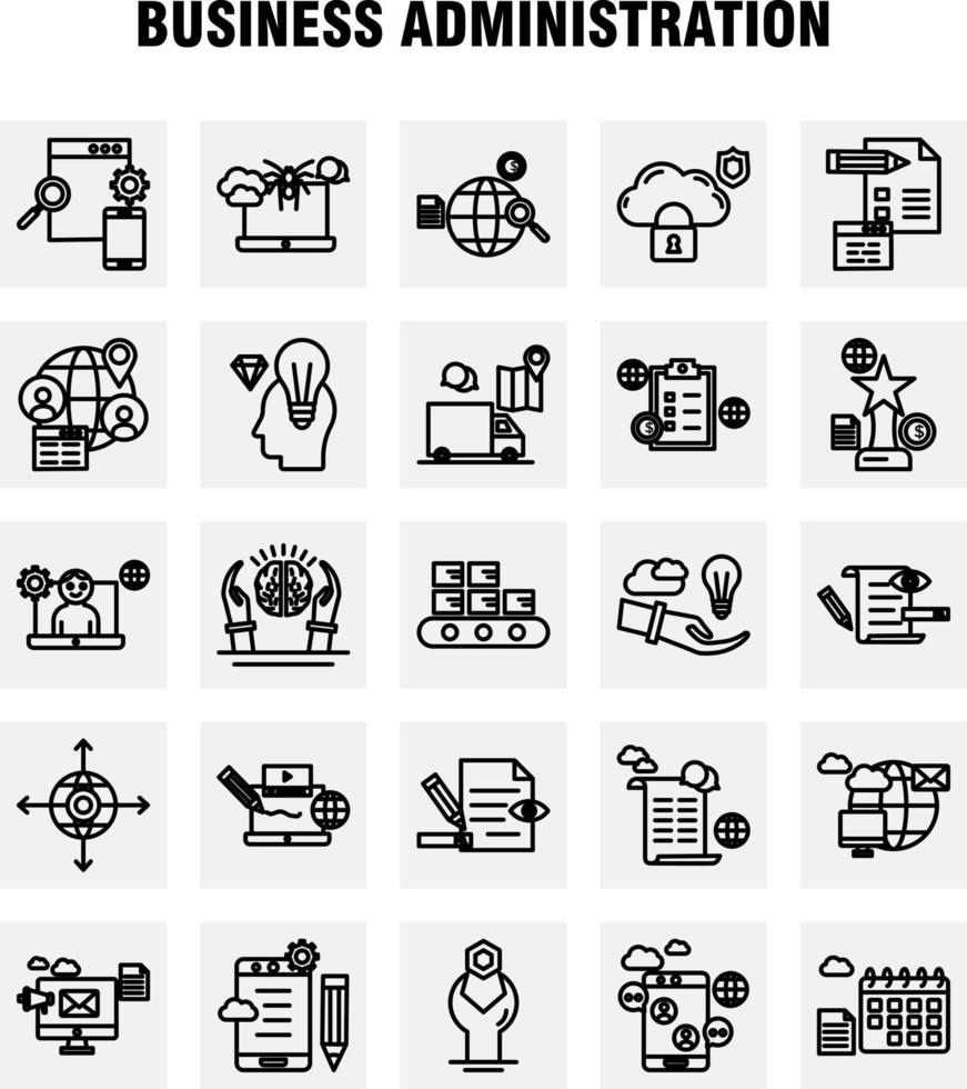 Business Administration Line Icons Set For Infographics Mobile UXUI Kit And Print Design Include Target Focus Arrow Direction Document File Globe Internet Collection Modern Infographic Log vector