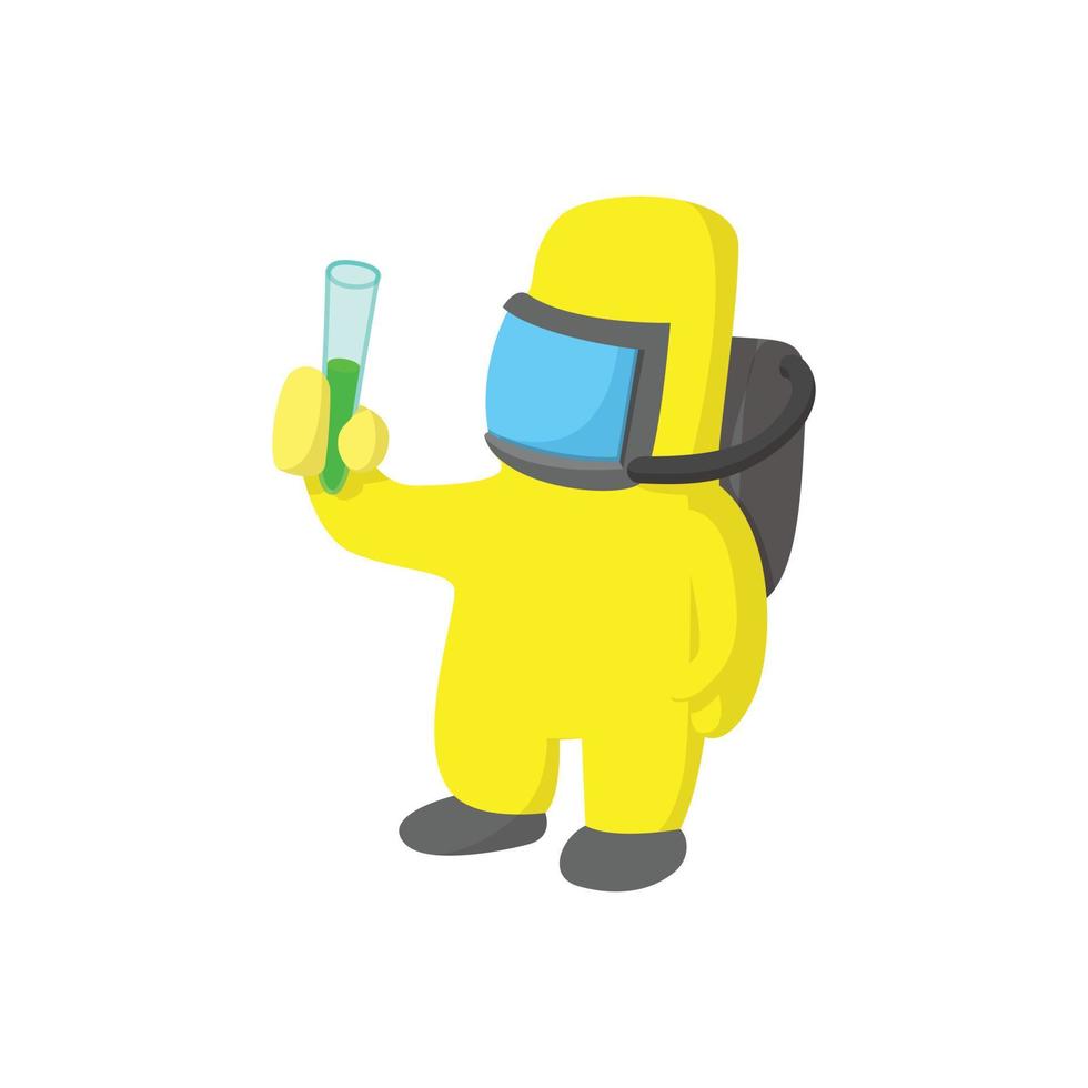 Scientist in protective suit cartoon icon vector