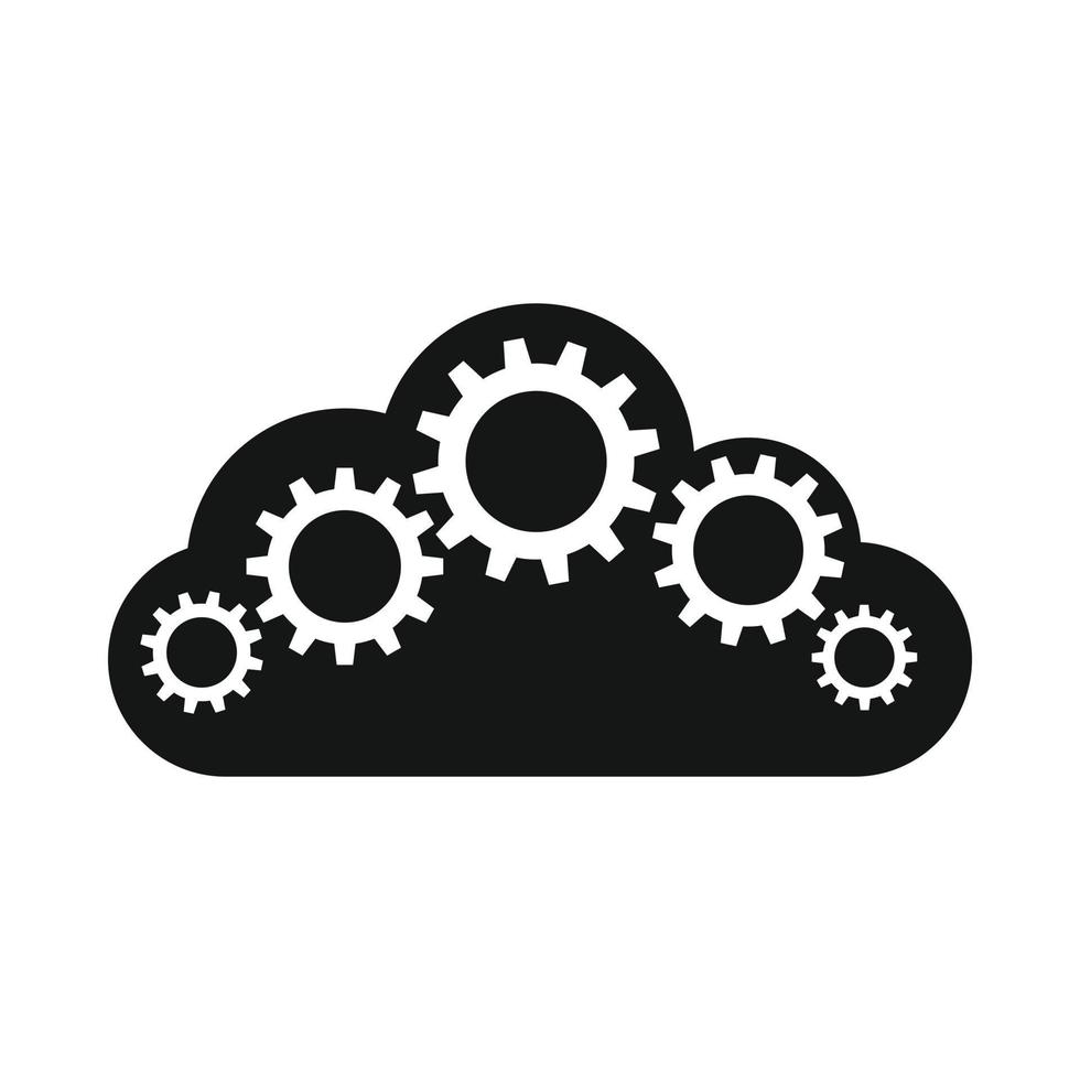 Cloud with gears icon, simple style vector