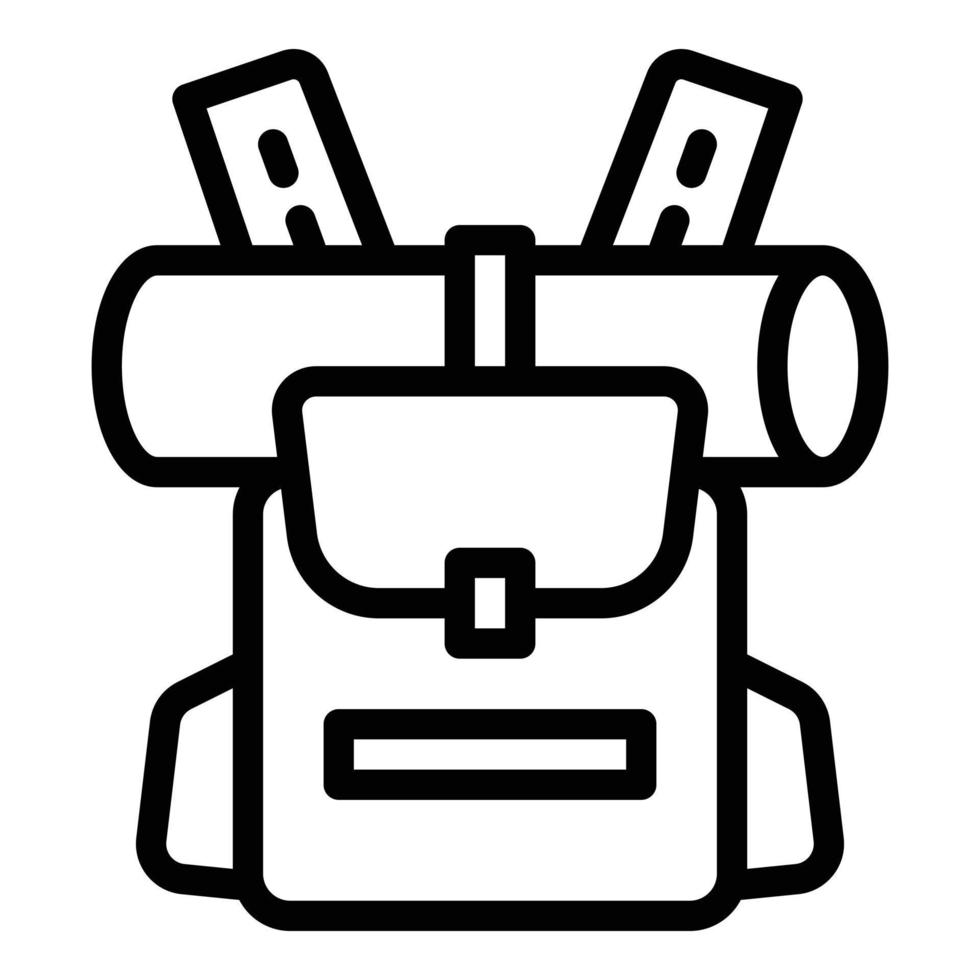 Hiking backpack icon, outline style vector