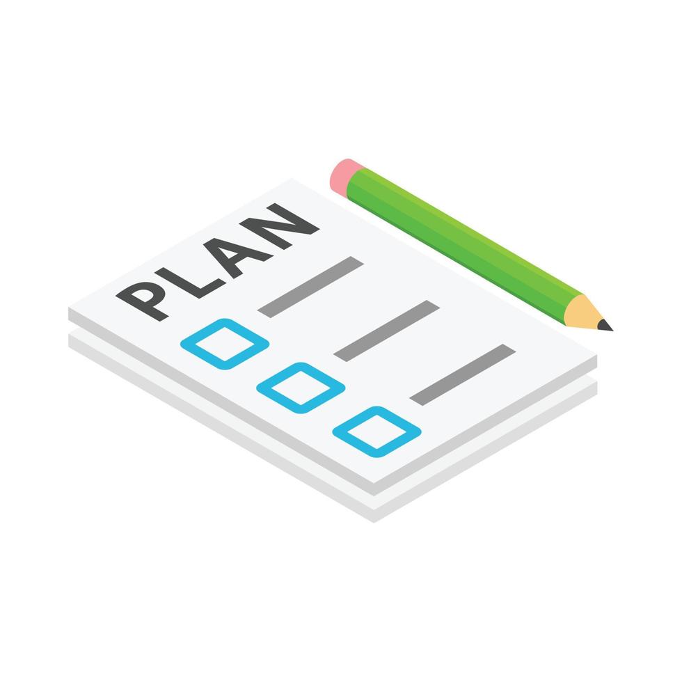 To do list and pencil icon, isometric 3d style vector