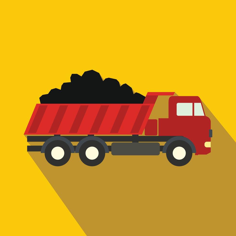 Dump truck flat icon vector