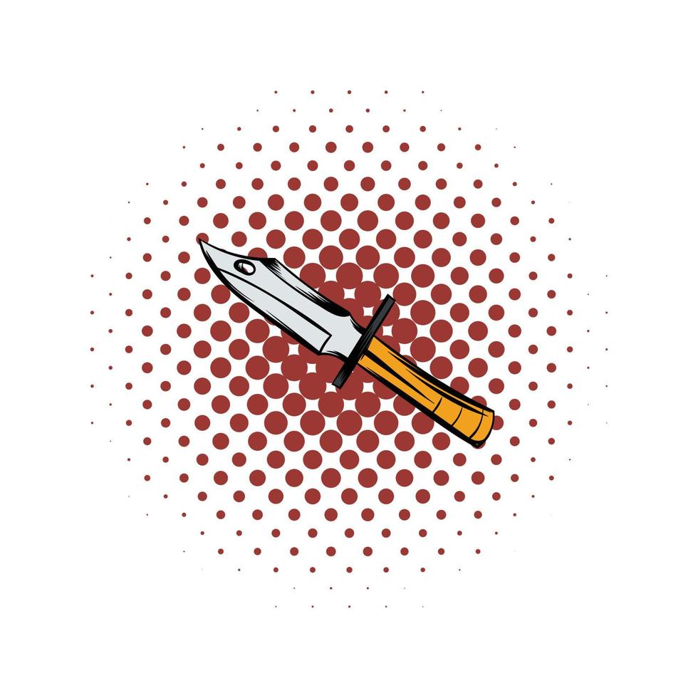 Hunting knife comics icon vector