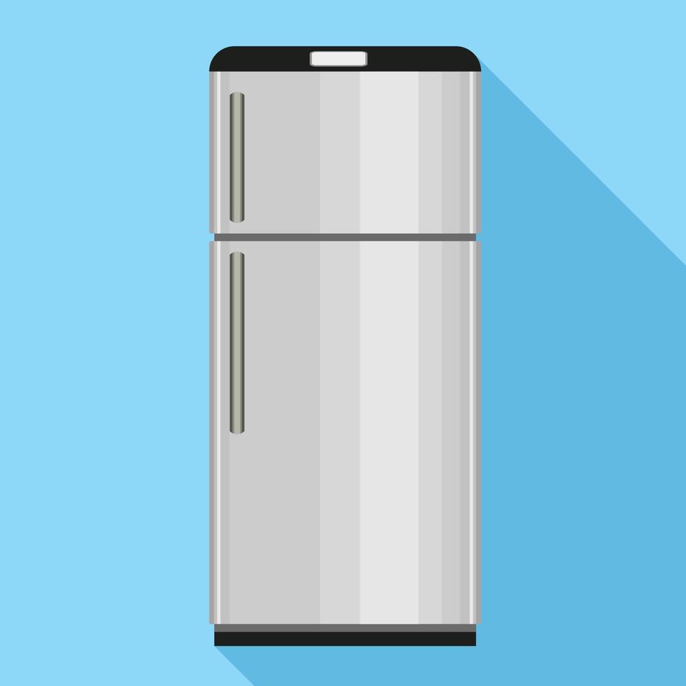 Steel fridge icon, flat style vector