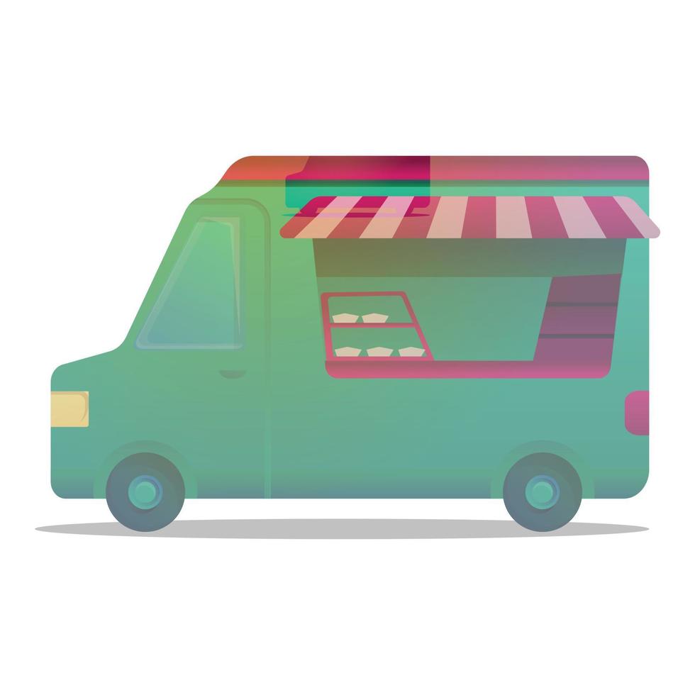 Street shop car icon, cartoon style vector