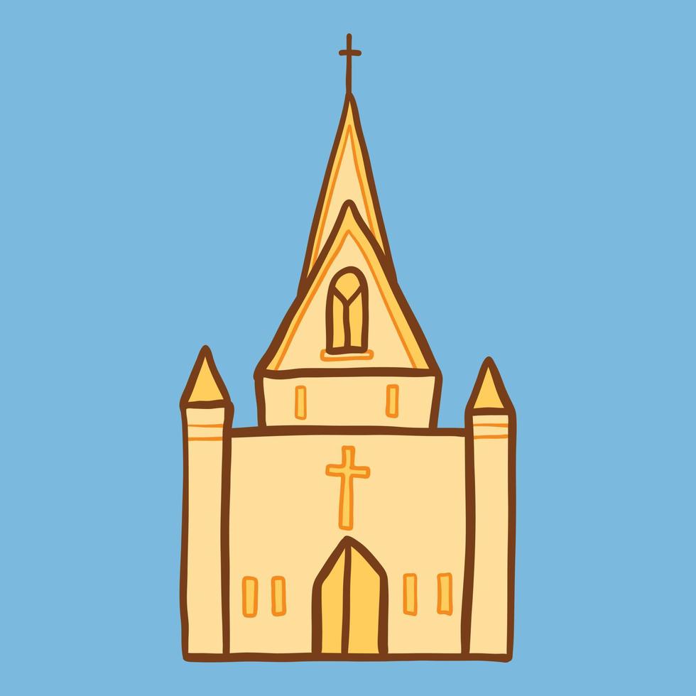 Cathedral church icon, hand drawn style vector