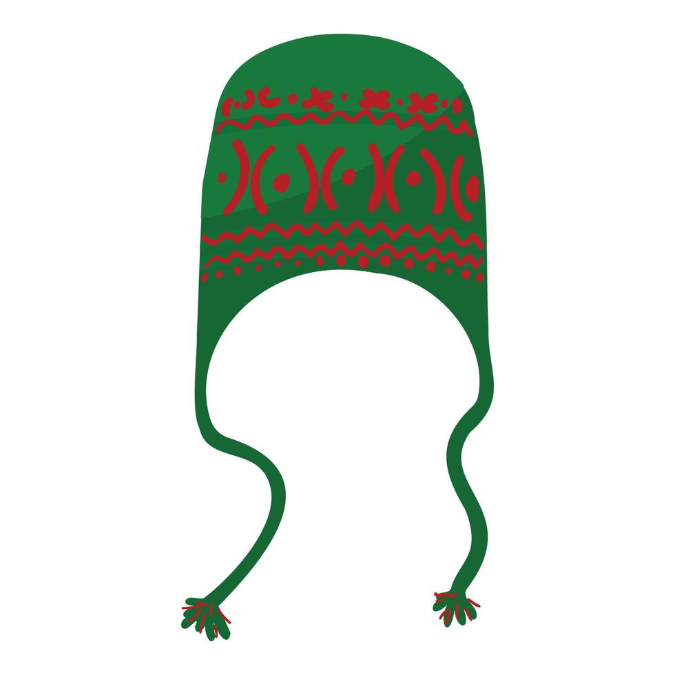 Green winter hat icon cartoon vector. Cold scarf vector