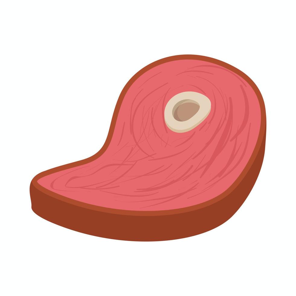 Beef steak icon, cartoon style vector