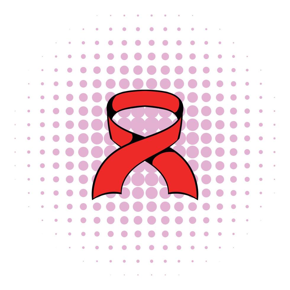 Red ribbon icon, comics style vector