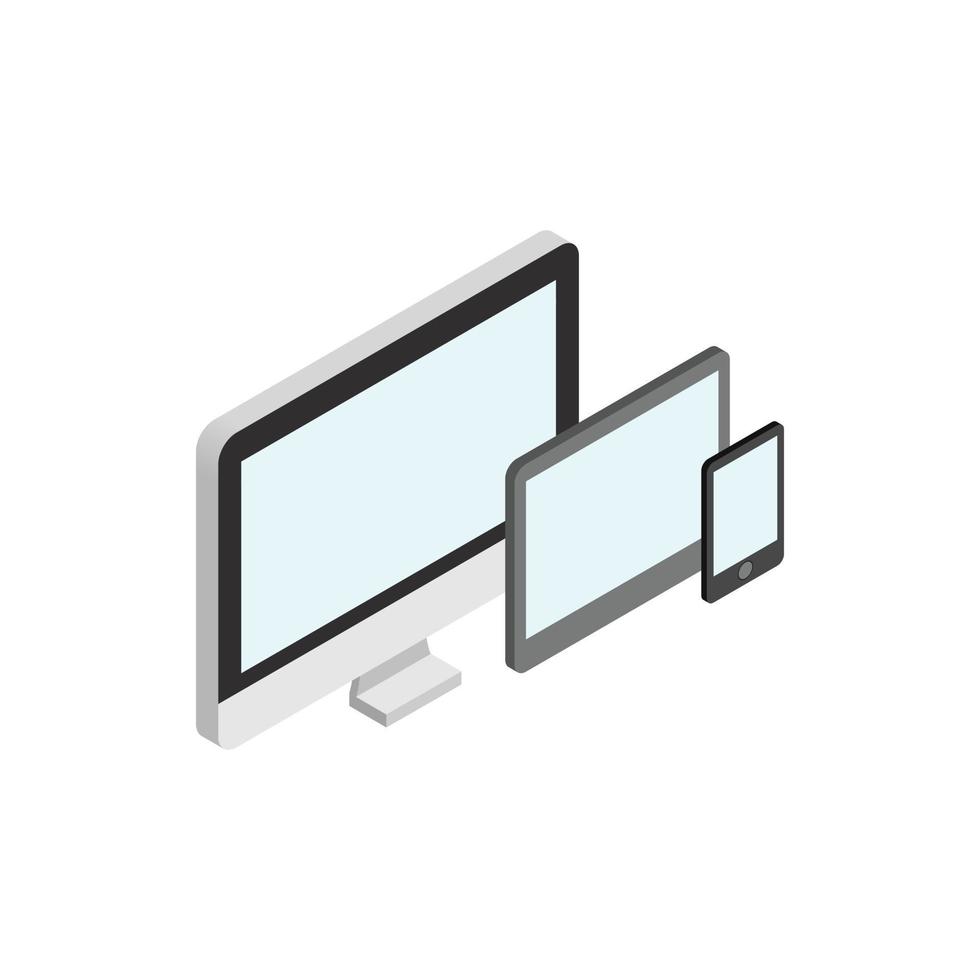 Monitor, tablet and smartphone icon vector