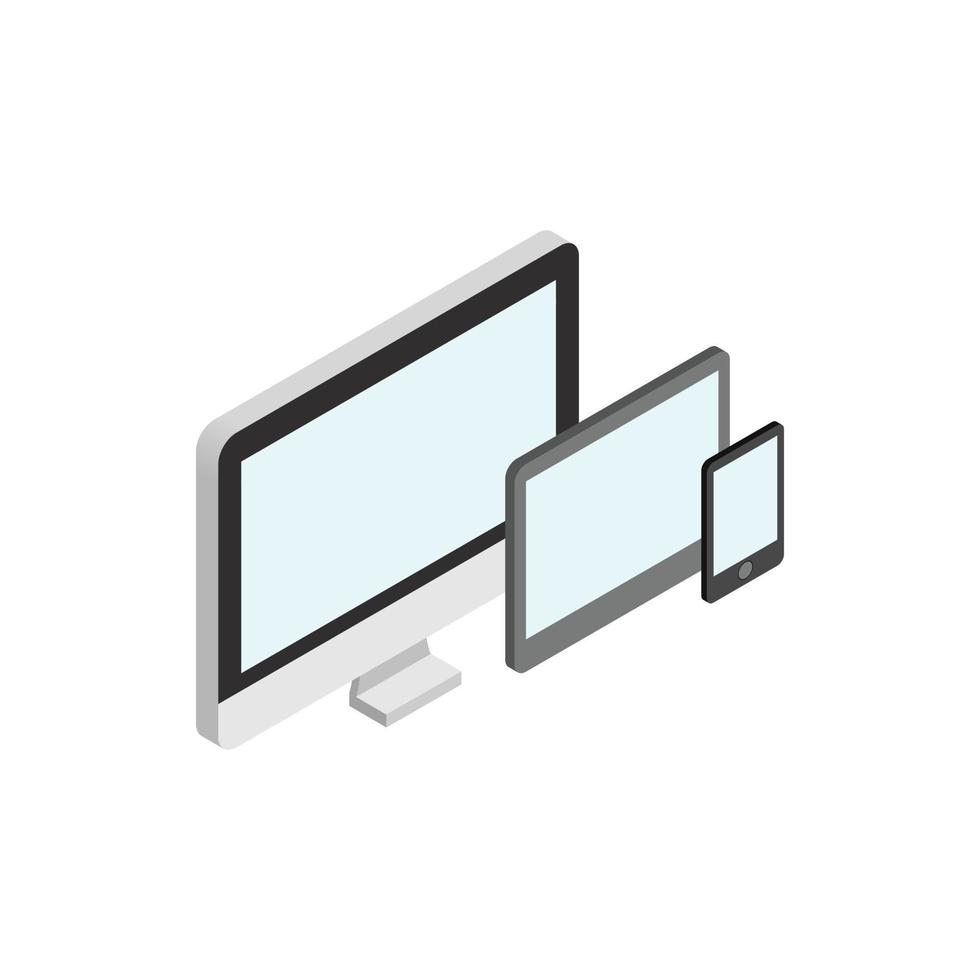 icono de monitor, tableta y teléfono inteligente vector