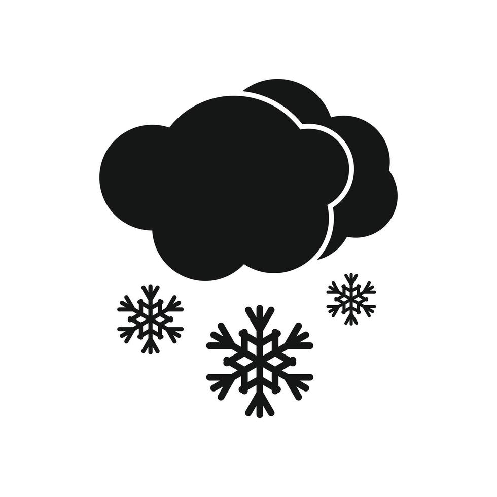 Cloud and snow icon, black simple style vector