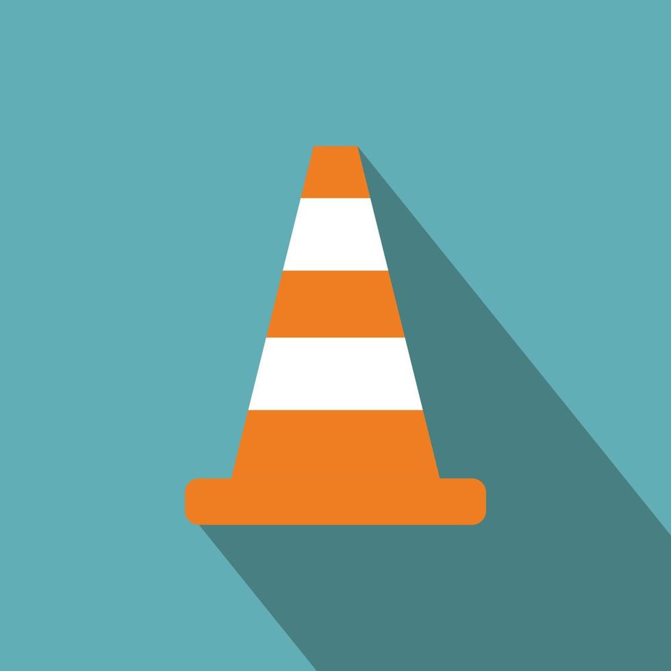 Cone traffic flat icon vector
